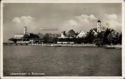 Ak Langenargen am Bodensee, Teilansicht, Zeppelin