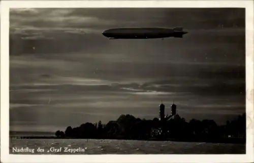 Ak Nachtflug des Graf Zeppelin, Luftschiff
