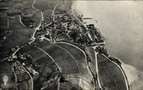 Ak Meersburg am Bodensee, Ort vom Ballon des Grafen Zeppelin aus gesehen, Fliegeraufnahme