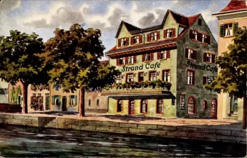 Ak Meersburg am Bodensee, Strand-Cafe