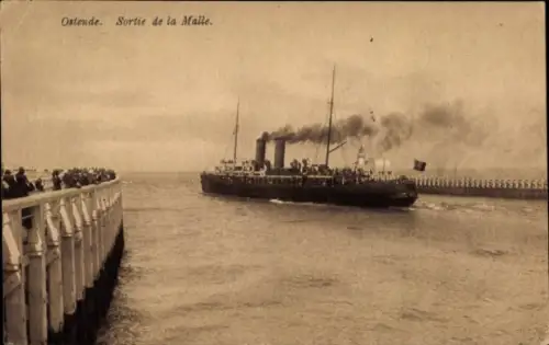 Ak Oostende Ostende Westflandern, Sortie de la Malle, Dampfer