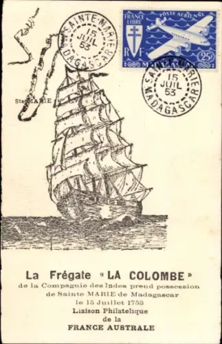 Ak Segelschiff, Fregate La Colombe