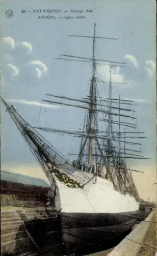 Ak Anvers, Segelschiff, Drooge dok