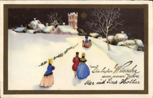 Ak Glückwunsch Neujahr, Dorfidyll