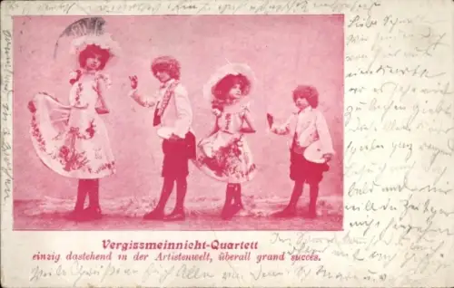 Ak Vergissmeinnicht-Quartett, Artisten, 4 Kinder in Kostümen