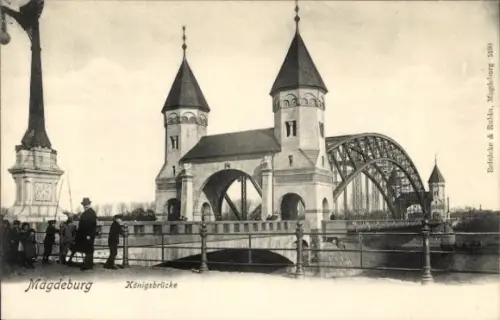 Ak Magdeburg Elbe, Blick auf die Königsbrücke, Türme