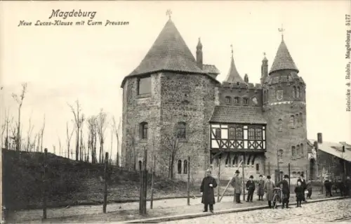 Ak Magdeburg an der Elbe, Neue Lukasklause, Turm Preußen