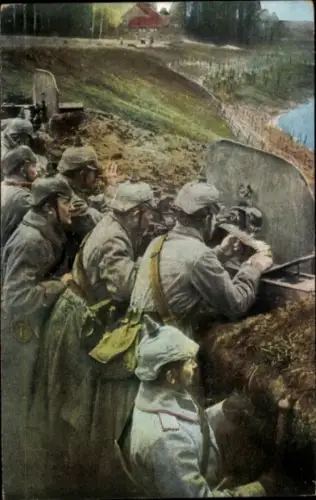 Ak Deutsches Heer, Maschinengewehr-Kompagnie in Feuerstellung