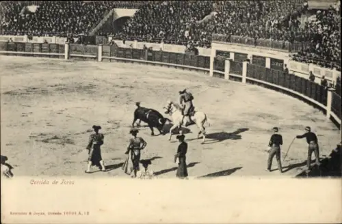 Ak Stierkampf-Arena, Torero, Helfer, Zuschauer, Stadion