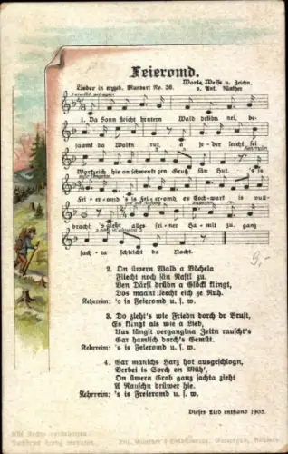 Lied Ak Feieromd, Anton Günther, erzgebirgische Mundart