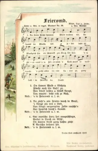 Lied Ak Feieromd, Anton Günther, erzgebirgische Mundart