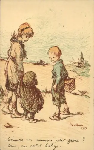 Künstler Ak Poulbot, Petits Francais, un nouveau petit frere, oui, un petit belge