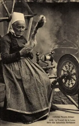 CPA Quimper, Le Travail de la Laine, Série des Industries Bretonnes
