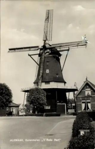 Ak Alkmaar Nordholland Niederlande, Windmühle, Korenmolen 't Rode Hert