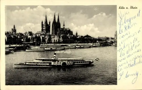 Ak Köln am Rhein, Kölner Dom, Rhein, Schiffe, Stadtansicht