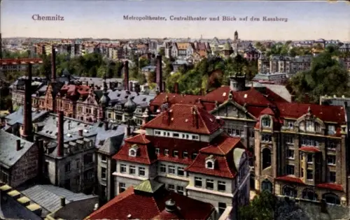 Ak Chemnitz in Sachsen,  Metropoltheater, Centraltheater, Blick auf den Kassberg