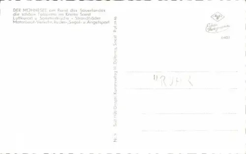 Ak Möhnesee in Westfalen, Möhnetalsperre, Sperrmauer, Motorboot Ruhr