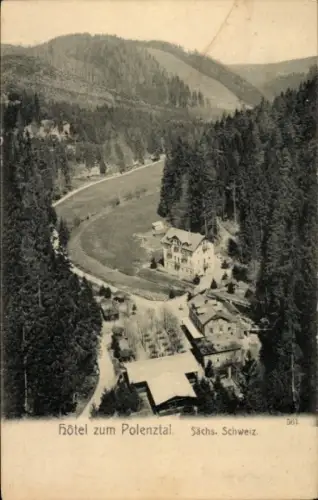 Ak Bad Schandau Sächsische Schweiz, Landschaft mit Hotel, Wald, Fluss, Sächsische Schweiz