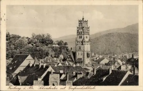 Ak Freiburg im Breisgau, Freiburg i.Br., Schwabenler, Greifeneckschloss, Stadtansicht