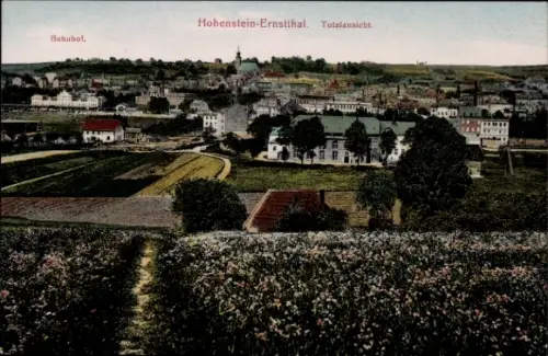 Ak Hohenstein Ernstthal in Sachsen, Totale mit Bahnhof