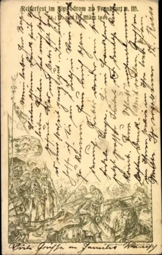 Litho Frankfurt am Main, Reiterfest im Hippodrom, März 1899