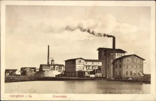 Ak Freiberg im Kreis Mittelsachsen, Ansicht der Erzwäsche, Zeche, Gewässer