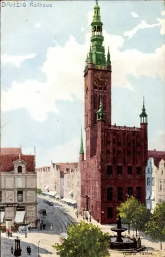 Künstler Ak Tischer, G., Gdańsk Danzig, Rathaus