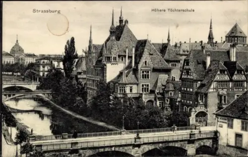 Ak Strasbourg Straßburg Elsass Bas Rhin, Höhere Töchterschule, Geschäft S. Nerson