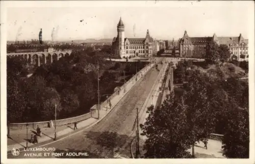 Ak Luxembourg Luxemburg, Avenue et Pont Adolphe