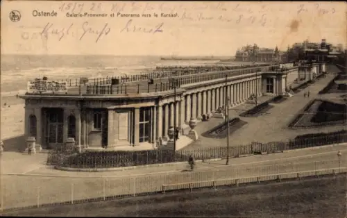 Ak Oostende Ostende Westflandern,  Galerie-Promenoir, Panorama, Kursaal, Strand