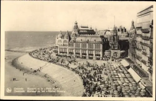 Ak Oostende Ostende Westflandern,  Kursaal, Petit Nice, Strand, Menschenmenge