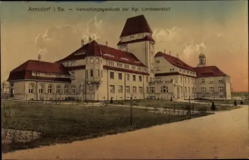 Ak Arnsdorf Sachsen, Verwaltungsgebäude der Kgl. Landesanstalt