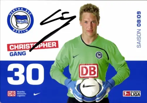 Autogrammkarte Fußballer Christopher Gäng, Hertha BSC, Autogramm