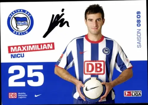 Autogrammkarte Fußballer Maximilian Nicu, Hertha BSC, Autogramm