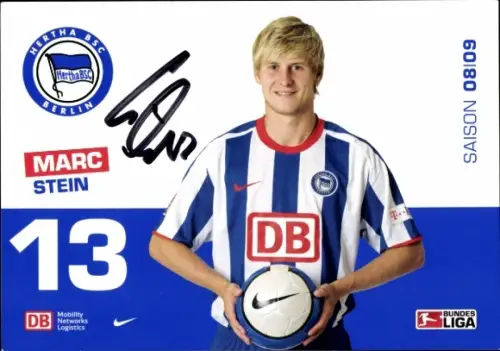 Autogrammkarte Fußballer Marc Stein, Hertha BSC, Autogramm