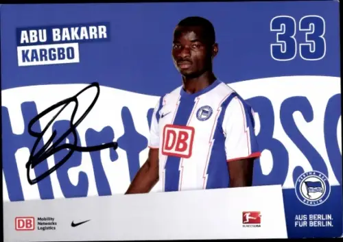 Autogrammkarte Fußballer Abu Bakarr Kargbo, Hertha BSC, Autogramm