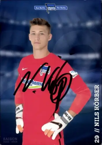 Autogrammkarte Fußballer Nils Körber, Hertha BSC, Autogramm