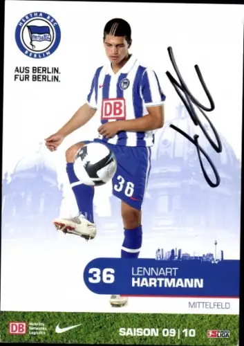 Autogrammkarte Fußballer Lennart Hartmann, Hertha BSC, Autogramm