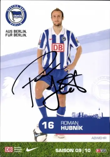 Autogrammkarte Fußballer Roman Hubnik, Hertha BSC, Autogramm