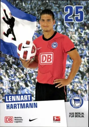 Autogrammkarte Fußballer Lennart Hartmann, Hertha BSC, Autogramm