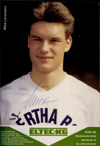 Autogrammkarte Fußballer Mike Lünsmann, Hertha BSC, Autogramm