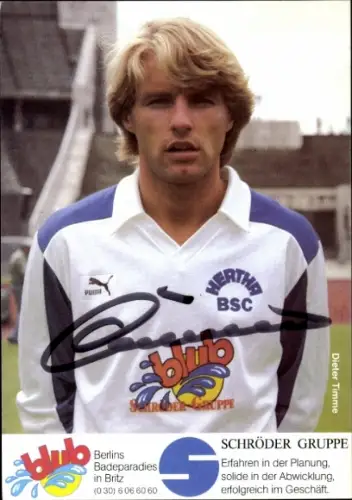 Autogrammkarte Fußballer Dieter Timme, Hertha BSC, Autogramm