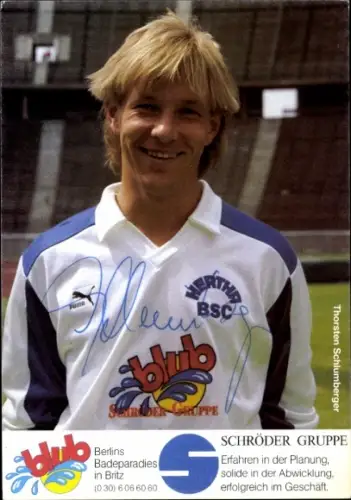 Autogrammkarte Fußballer Thorsten Schlumberger, Hertha BSC, Autogramm