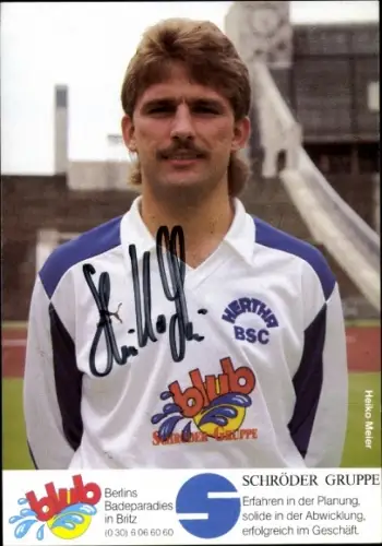 Autogrammkarte Fußballer Heiko Meier, Hertha BSC, Autogramm