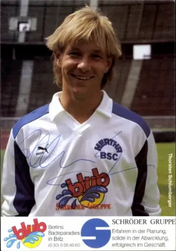 Autogrammkarte Fußballer Thorsten Schlumberger, Hertha BSC, Autogramm