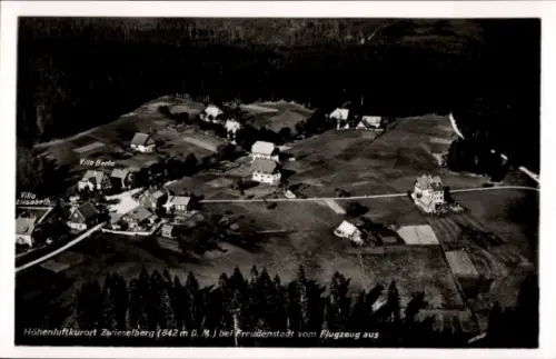 Ak Zwieselberg Alpirsbach im Schwarzwald, Luftaufnahme, Villa Elisabeth, Villa Benta, Höhenluftku