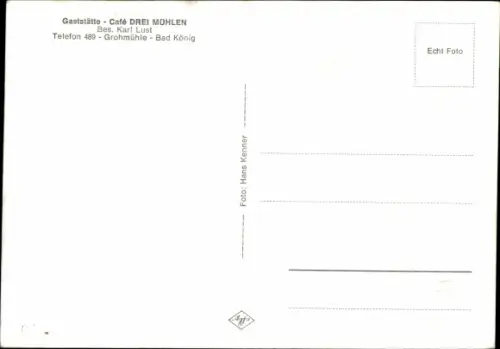 Ak Grohmühle Bad König Odenwald Hessen, Gaststätte Drei Mühlen