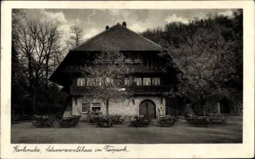 Ak Karlsruhe in Baden, Schwarzwaldhaus im Tierpark