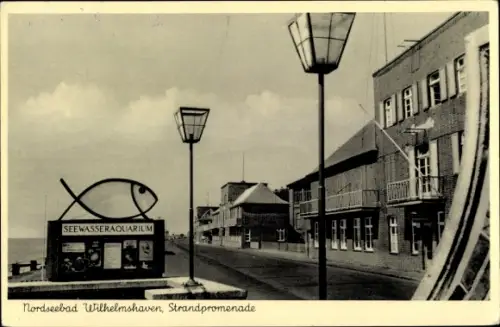 Ak Nordseebad Wilhelmshaven, Strandpromenade, Seewasseraquarium Aussteller