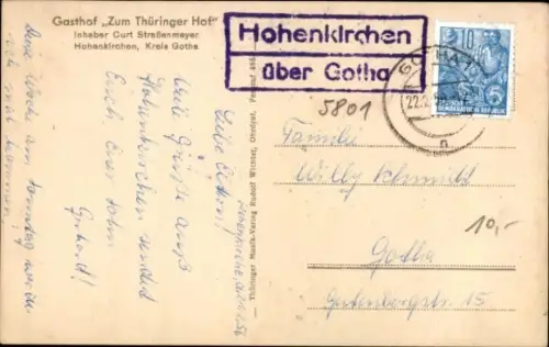 Ak Hohenkirchen Georgenthal in Thüringen, Gasthof Zum Thüringer Hof